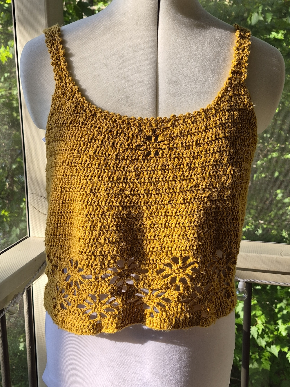 American Eagle Outfitters Mustard Crochet Tank Top